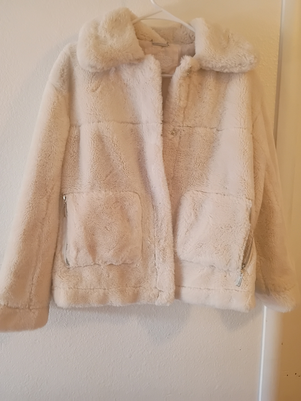 Jou Jou Plush Teddy Jacket in Cream